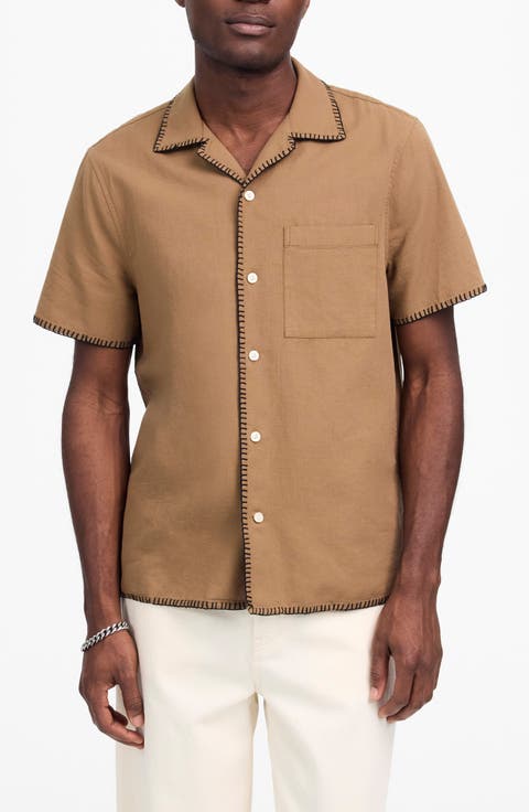 Textured Gauze Easy Short Sleeve Button-Up Shirt