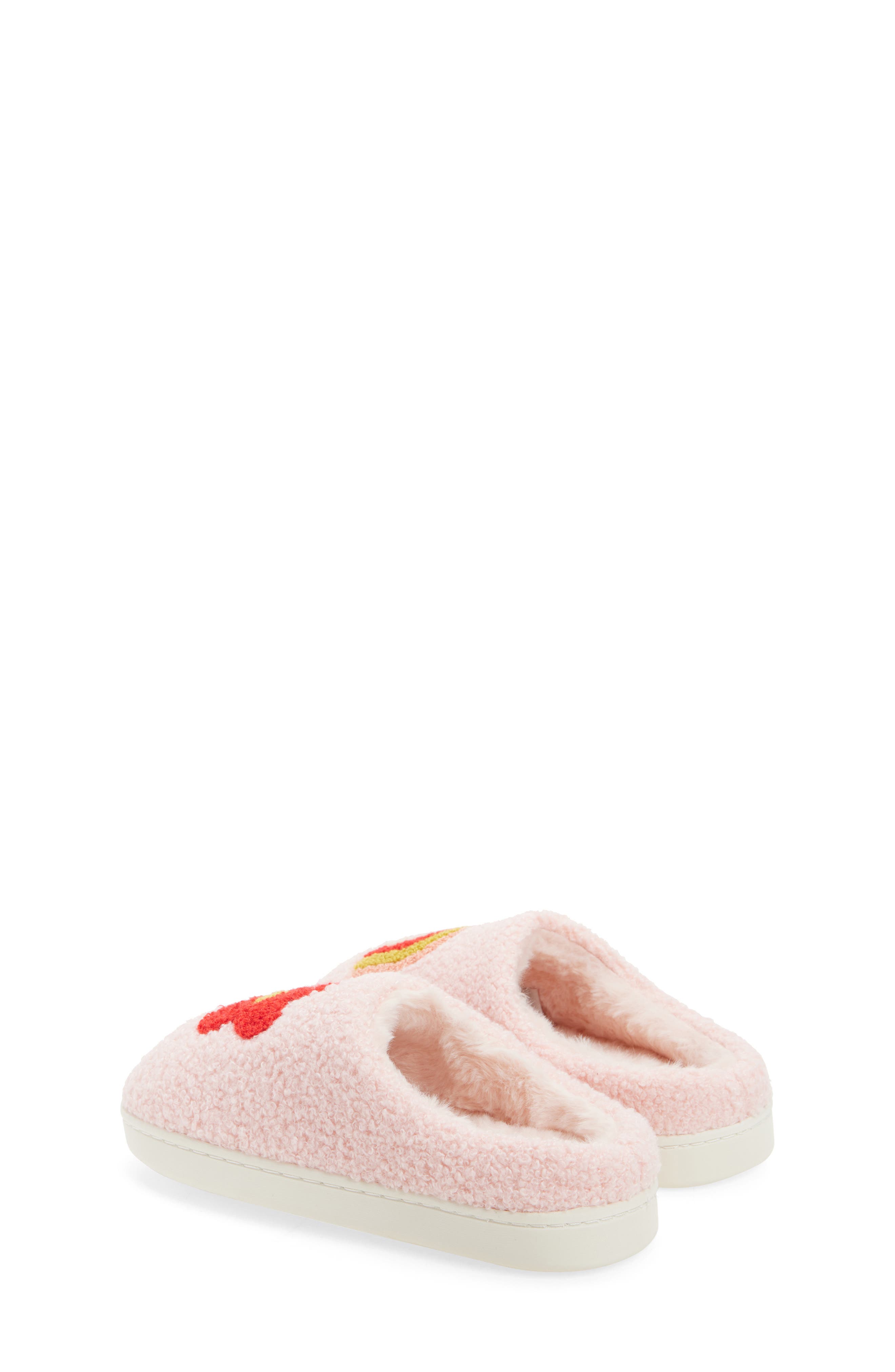 Harper Canyon Kids' Rainbow Flower Mismatched Slippers, Alternate, color, Pink Light