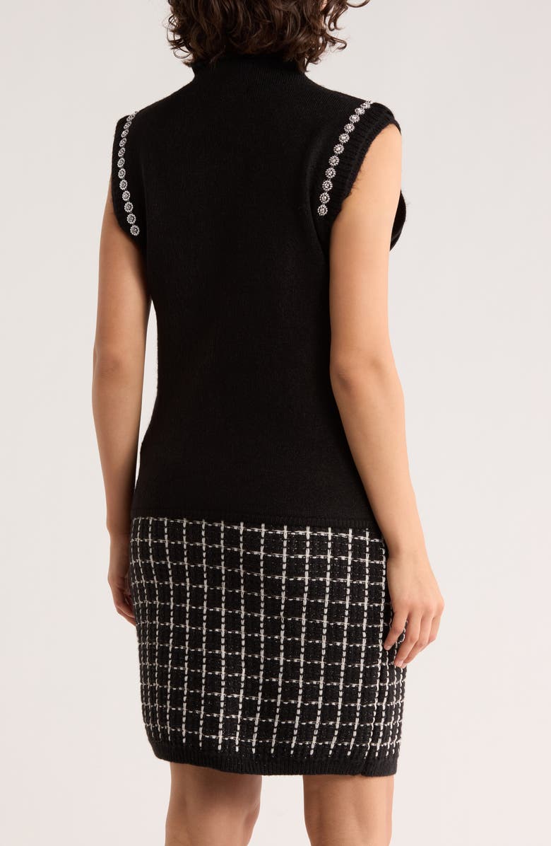 Ellen Tracy Rhinestone Embellished Sweater Vest, Alternate, color, Black