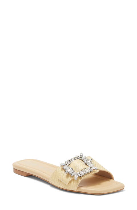 Shine Buckle Slide Sandal (Women)