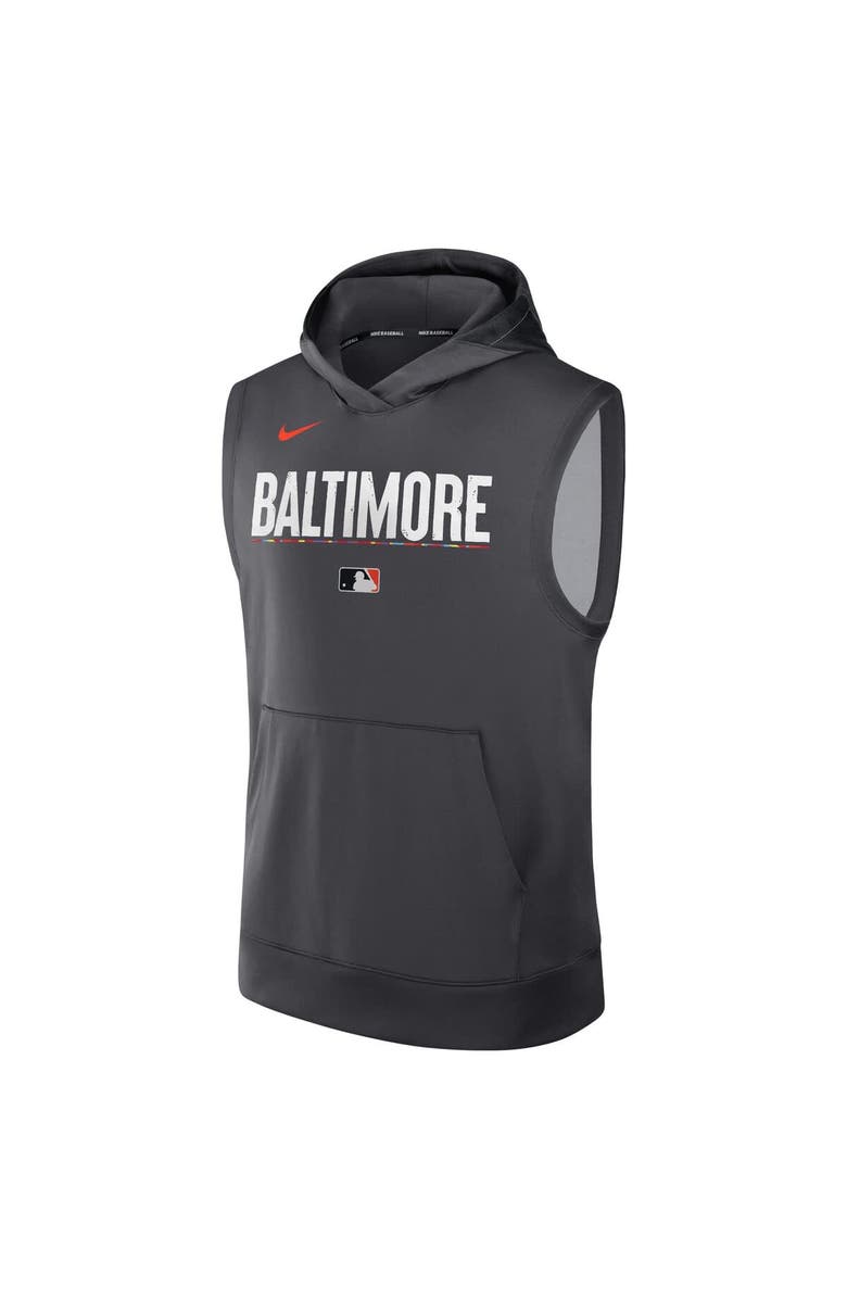 Nike Men's Nike Anthracite Baltimore Orioles Authentic Collection City Connect Performance Sleeveless Pullover Hoodie, Alternate, color, Anthracite