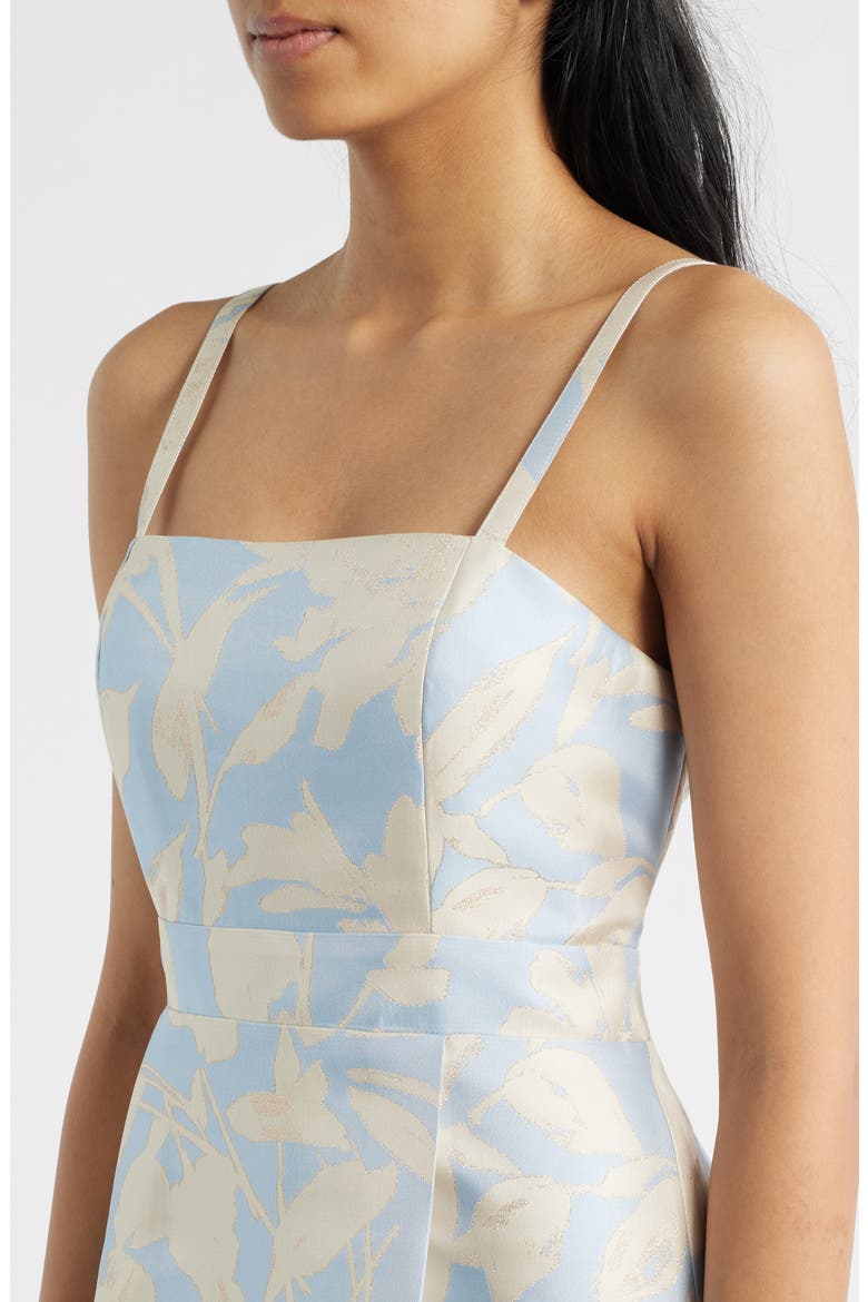 Metalllic Floral Dress, Alternate, color, AQUA DUSK