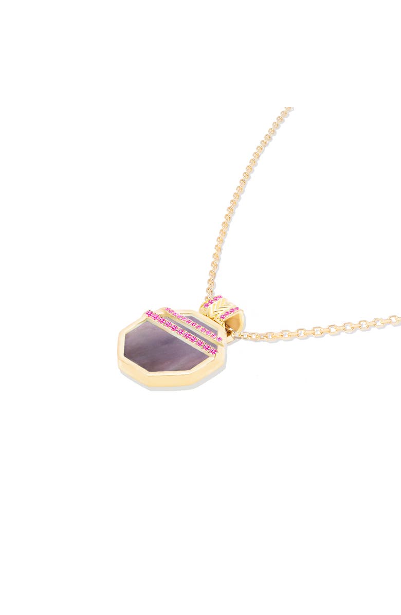 Campbell + Charlotte Spark Octagon Pendant Necklace, Alternate, color, Blk Mother Of Pearl & Pnk Saph