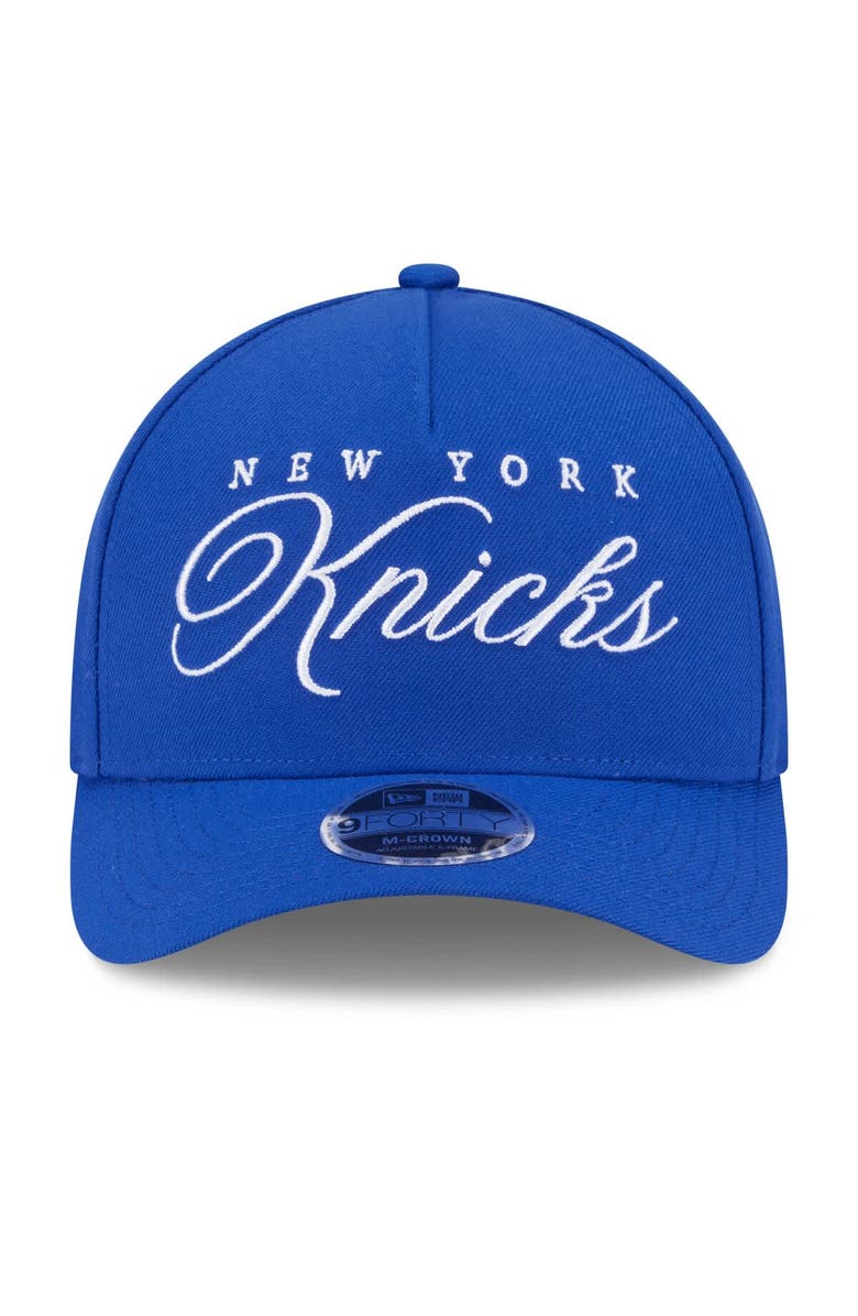 New Era Men's New Era Blue New York Knicks 2025 NBA Draft M-Crown A-Frame 9FORTY Adjustable Hat, Alternate, color, Blue