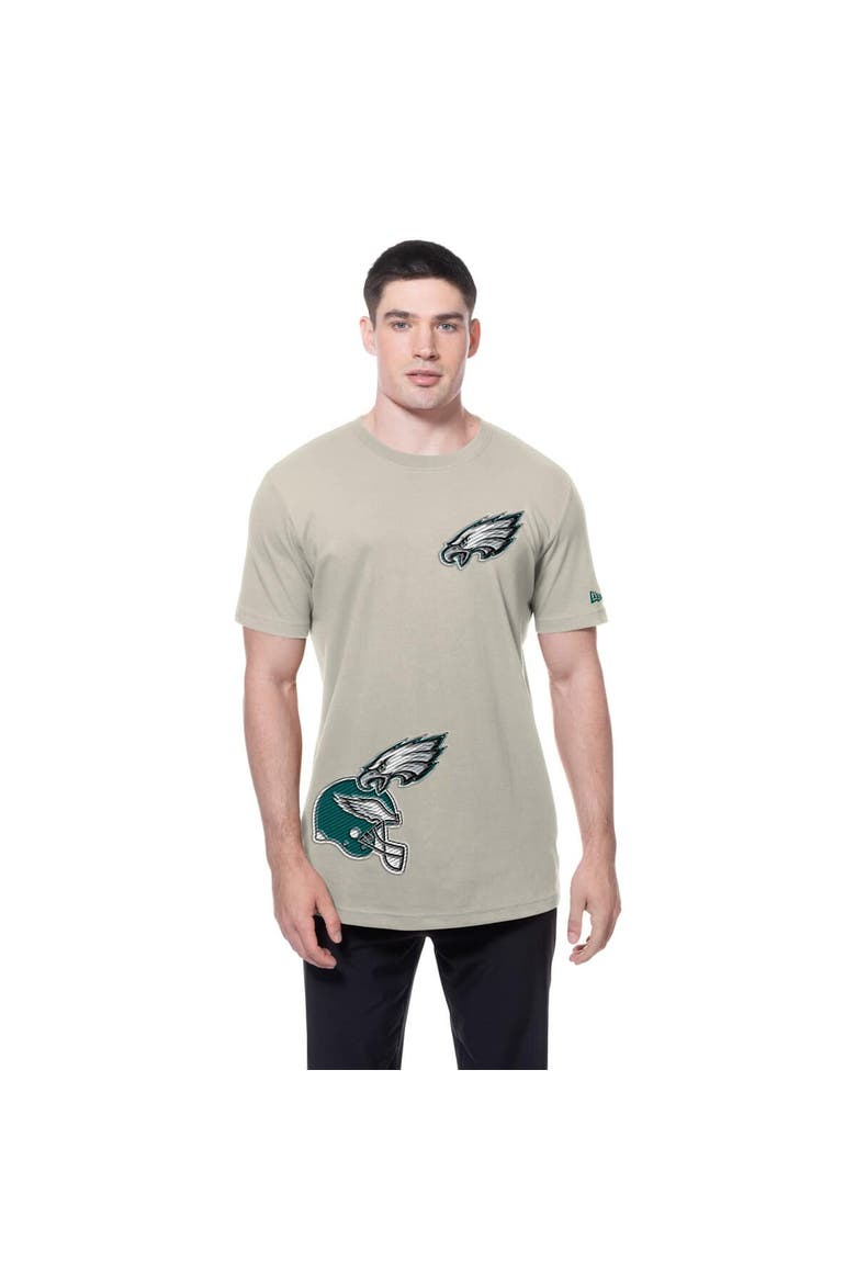 Men's New Era Light Beige Philadelphia Eagles Multi Patch T-Shirt, Alternate, color, Light Beige