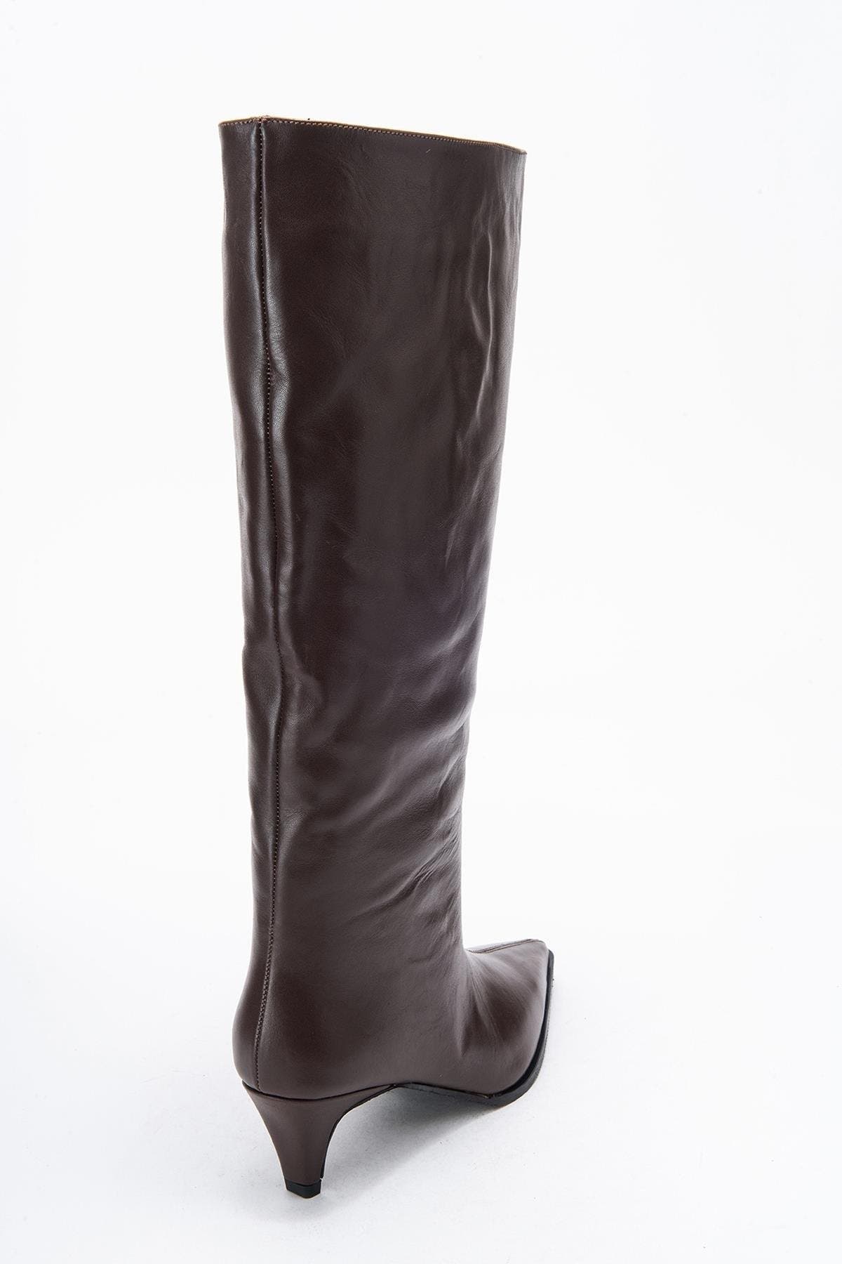 Forever & Always Shoes Siora Leather Knee High Boot, Alternate, color, Brown Leather