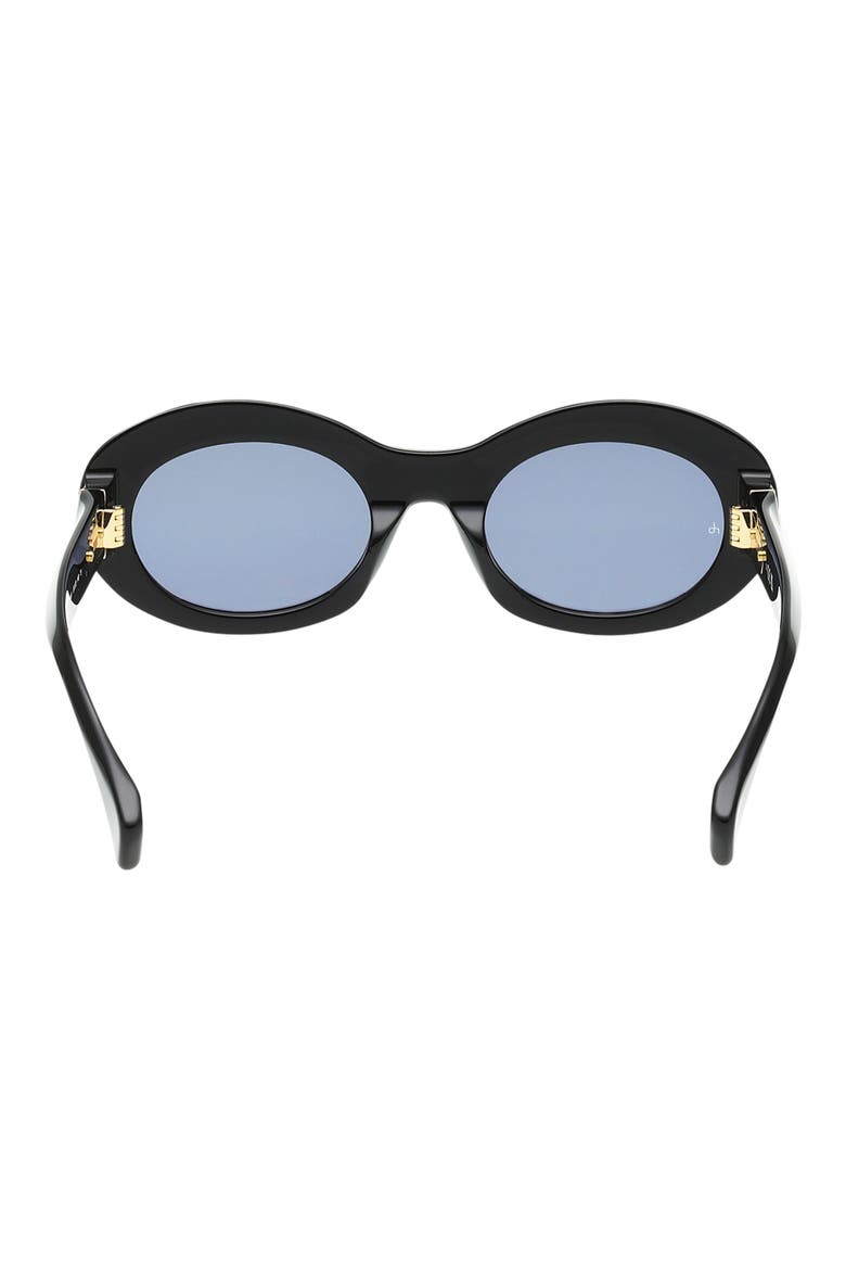 51mm Oval Sunglasses, Alternate, color, SHINY BLACK / DARK NAVY LENSES