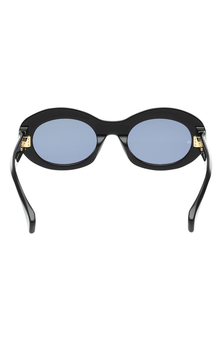 rag & bone 51mm Oval Sunglasses, Alternate, color, Shiny Black / Dark Navy Lenses