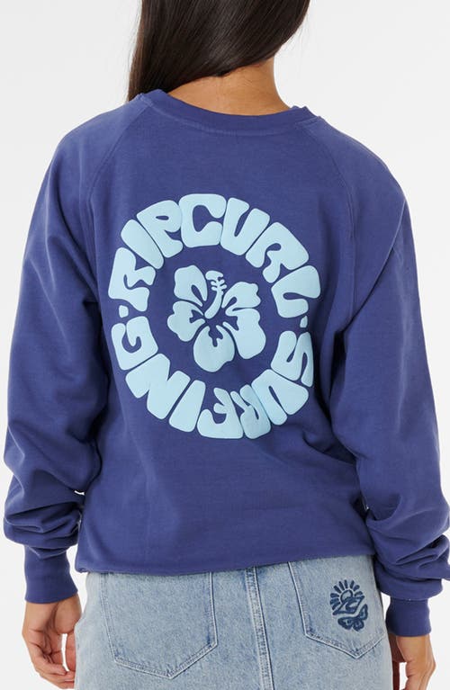 Rip Curl Luxe Surf Puff Logo Crewneck Sweatshirt In Blue