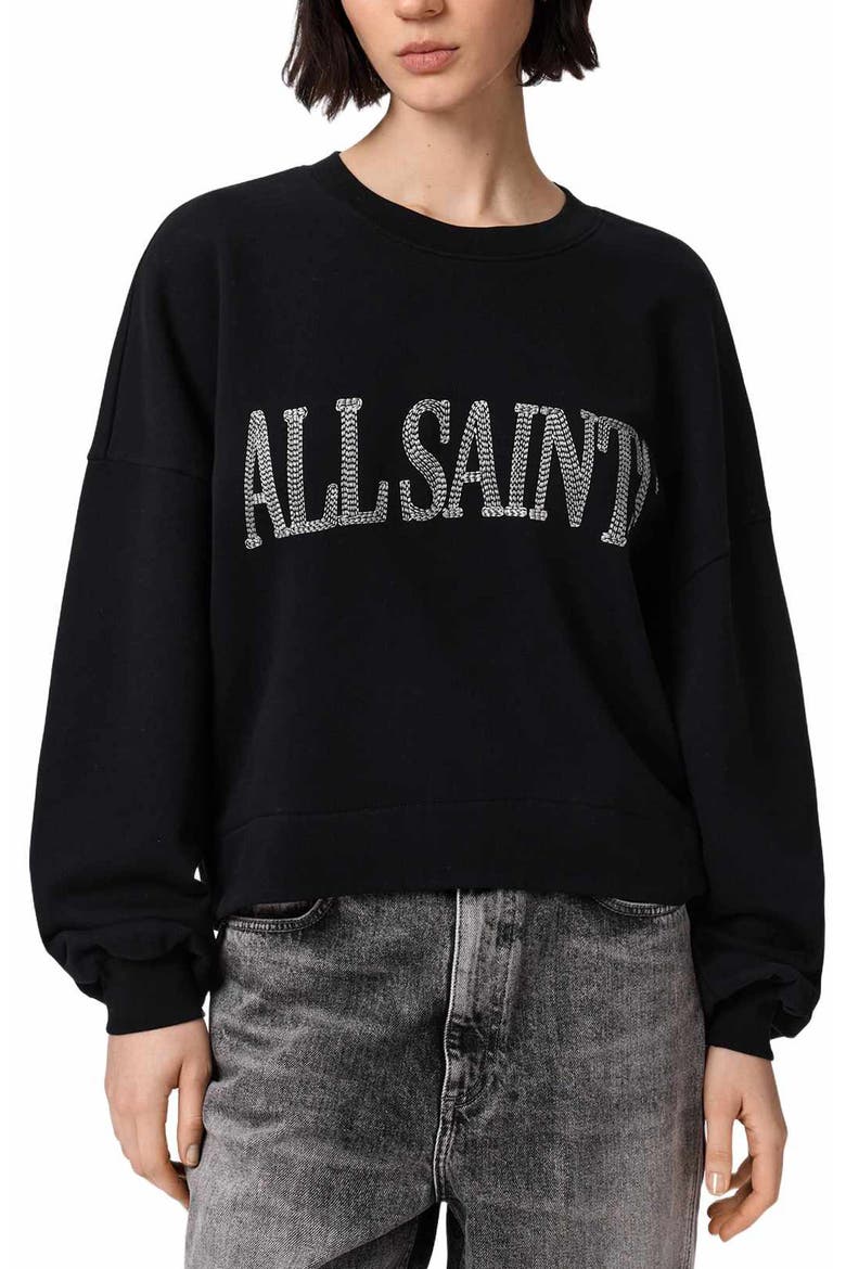 Dash Lila Oversize Cotton Sweatshirt, Main, color, WASHED BLACK