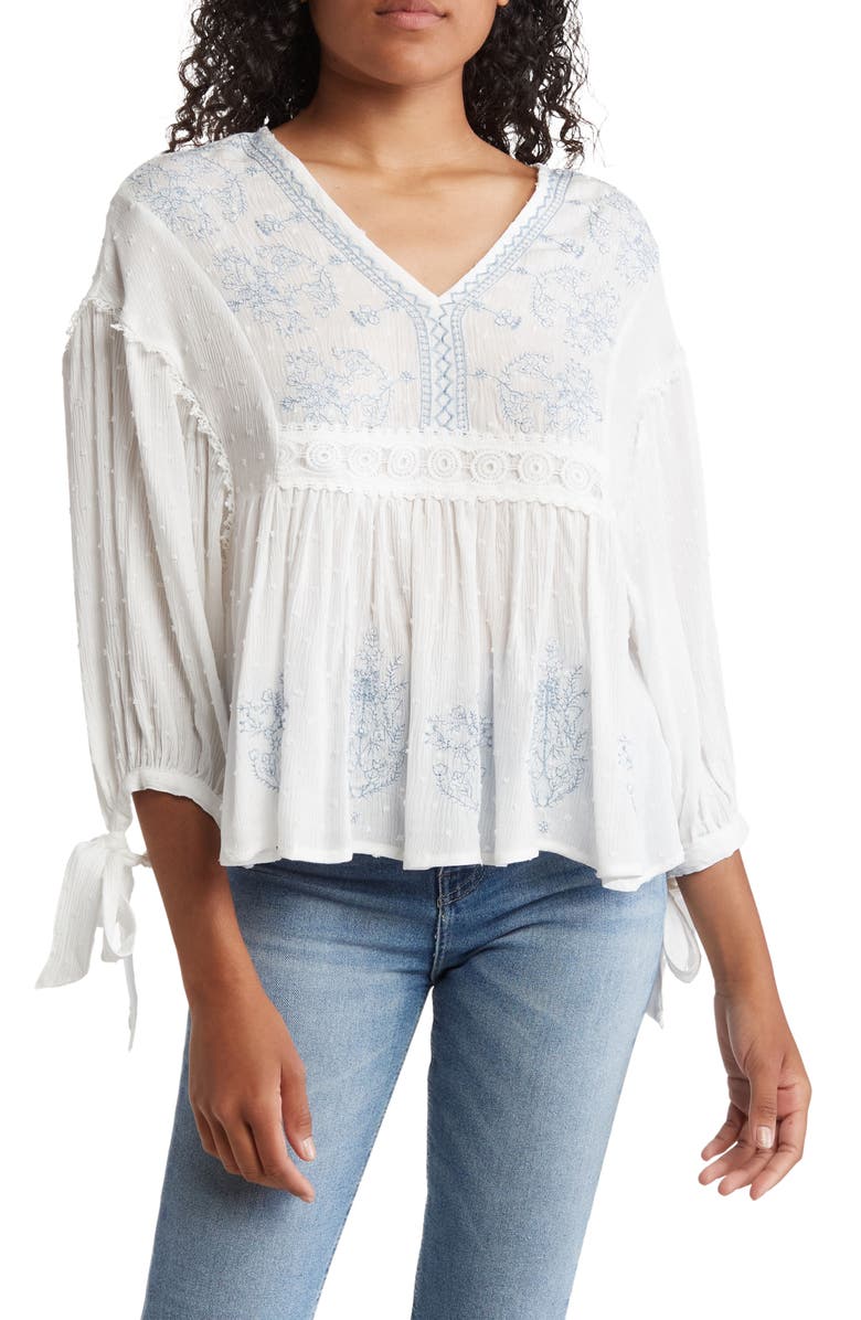 Forgotten Grace Swiss Dot Embroidered Shirt, Main, color, 