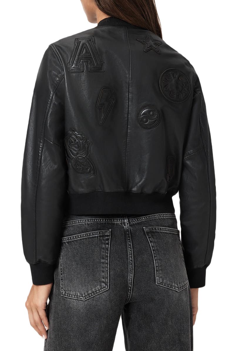 AllSaints Orten 94 Leather Bomber Jacket, Alternate, color, Black