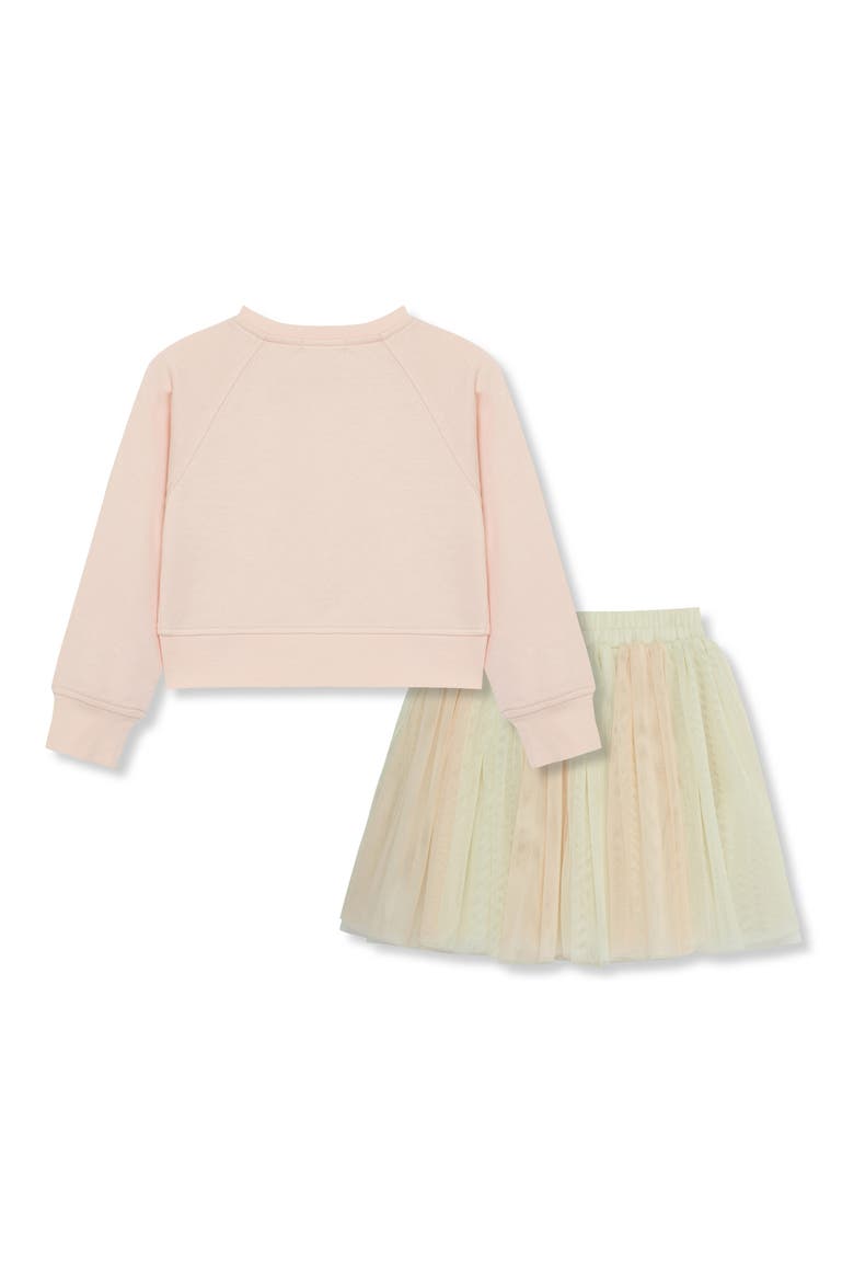 Kids' Crescent Ruffles Sweatshirt & Skirt Set, Alternate, color, LIGHT PEACH
