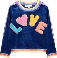Truly Me Kids' 3D Love Velour Sweatshirt with Faux Fur Appliqué