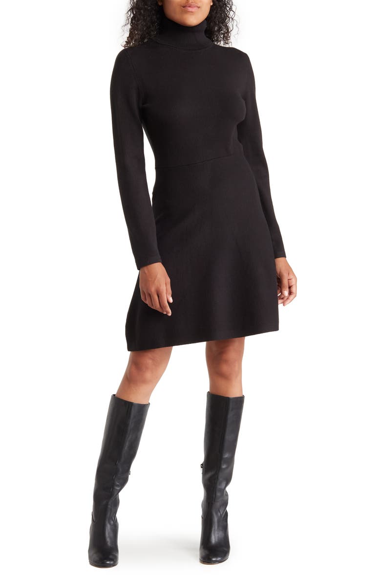 French Connection Turtleneck Fit & Flare Sweater Dress, Main, color, 