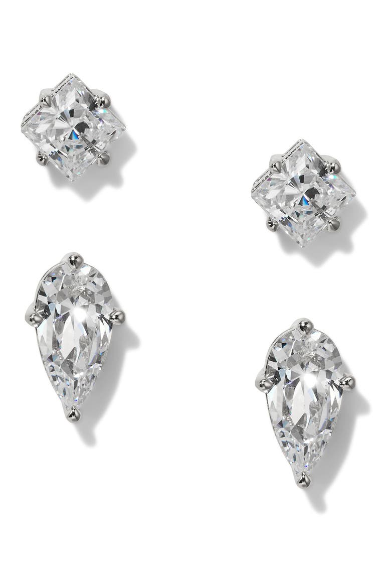 Lucia Duo Set of 2 Stud Earrings, Main, color, RHODIUM