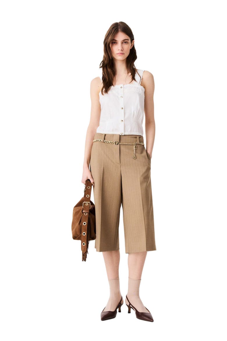 Tailored pleated Bermuda shorts, Main, color, Beige