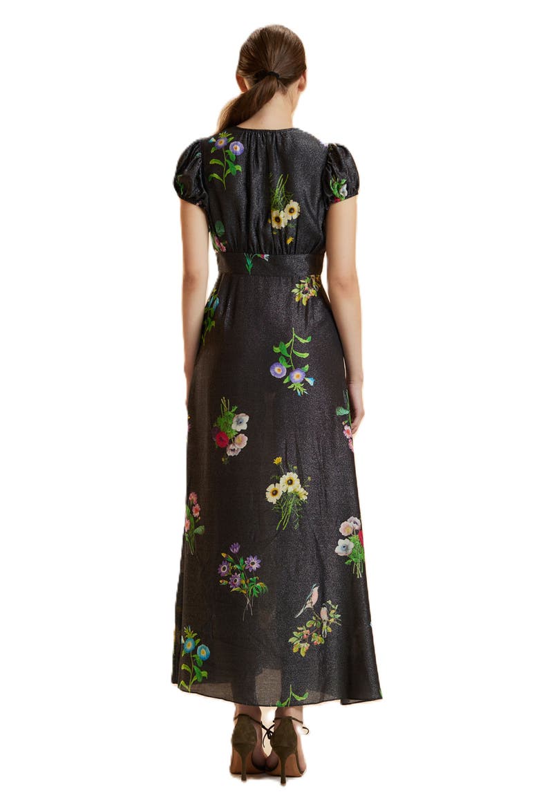 Printed Lurex Midi Dress, Alternate, color, Black Floral