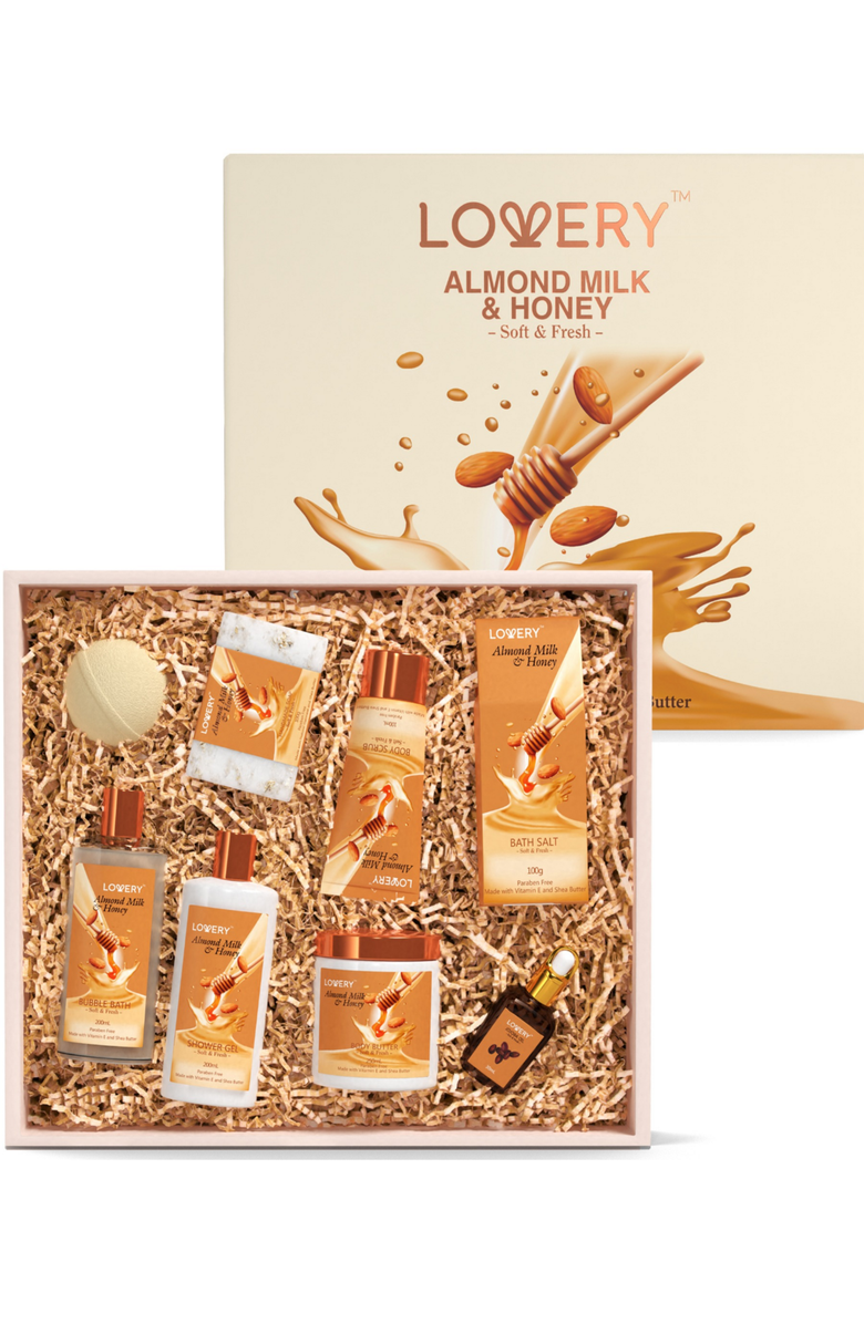 Lovery Almond Milk & Honey Spa Gift Set - With Handmade Oatmeal Soap & More, Alternate, color, 