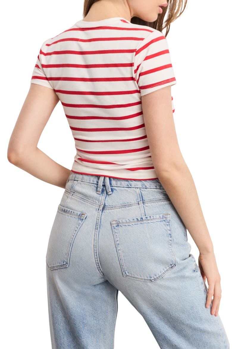 Super Stretch Cotton Blend T-Shirt, Alternate, color, ECRU CHILI WIDE STRIPE