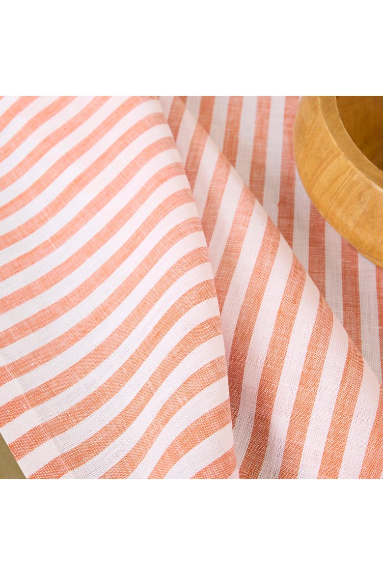 Linen Tablecloth - Amalfi Stripe, Alternate, color, Orange and White