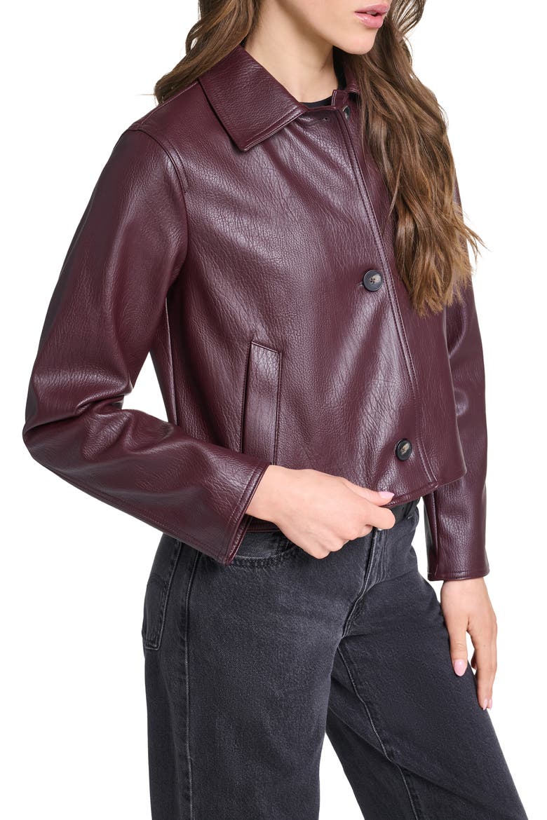 Crop Faux Leather Jacket, Alternate, color, OXBLOOD