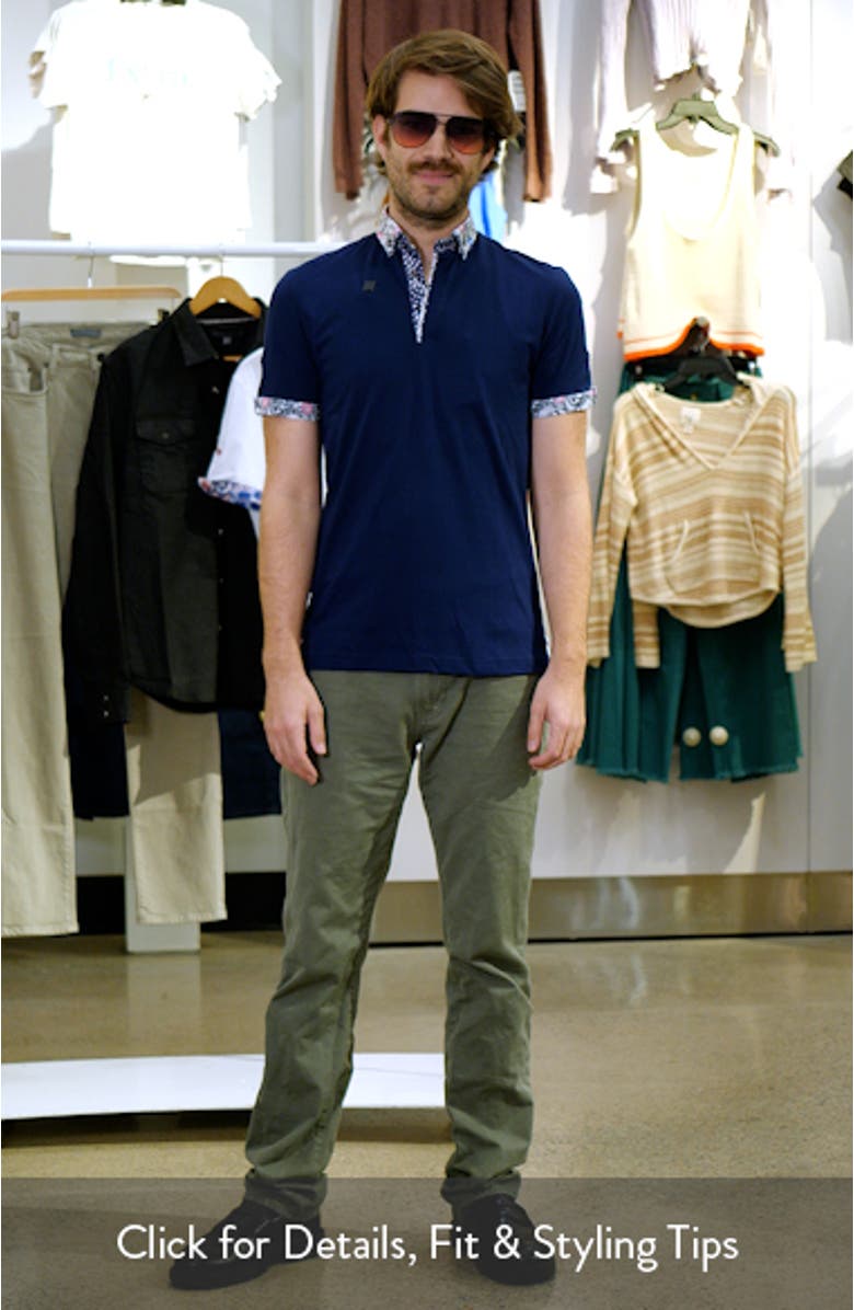 Mozart Solid Monkey Blue Piqué Button-Down Polo, sales video thumbnail