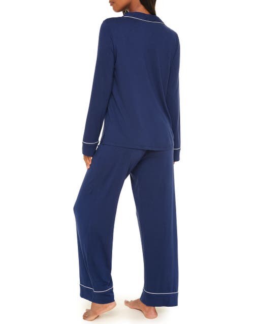 Adore Me Matilda Long Sleeve Top & Pants Pajama Set In Blue