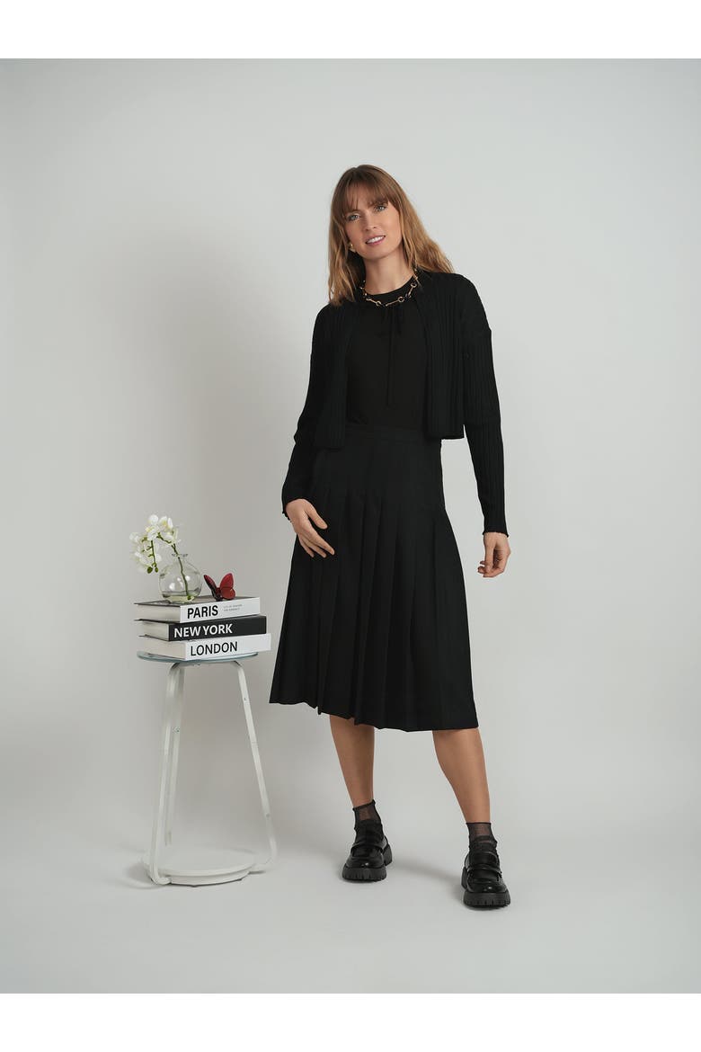 Cropped Tie Front Open Knit Cardigan, Alternate, color, Black