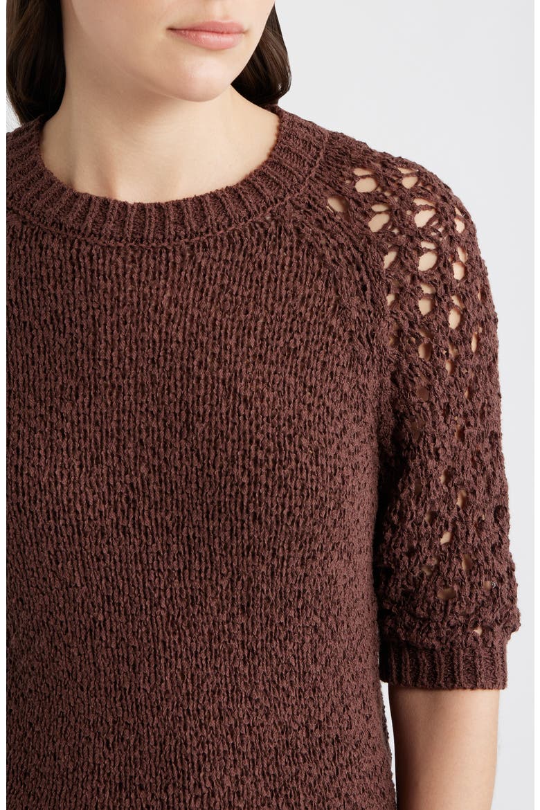 Fanuka Tape Yarn Open Knit Top, Alternate, color, MOCHA