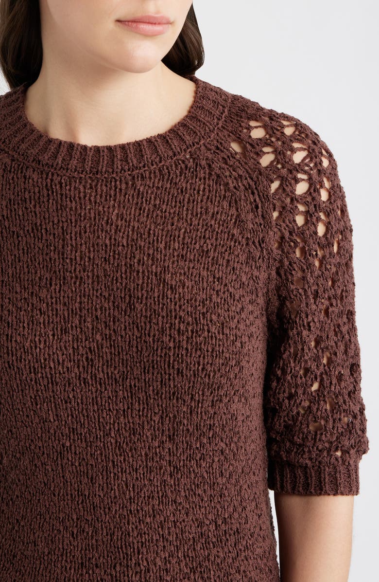 BOSS Fanuka Tape Yarn Open Knit Top, Alternate, color, Mocha