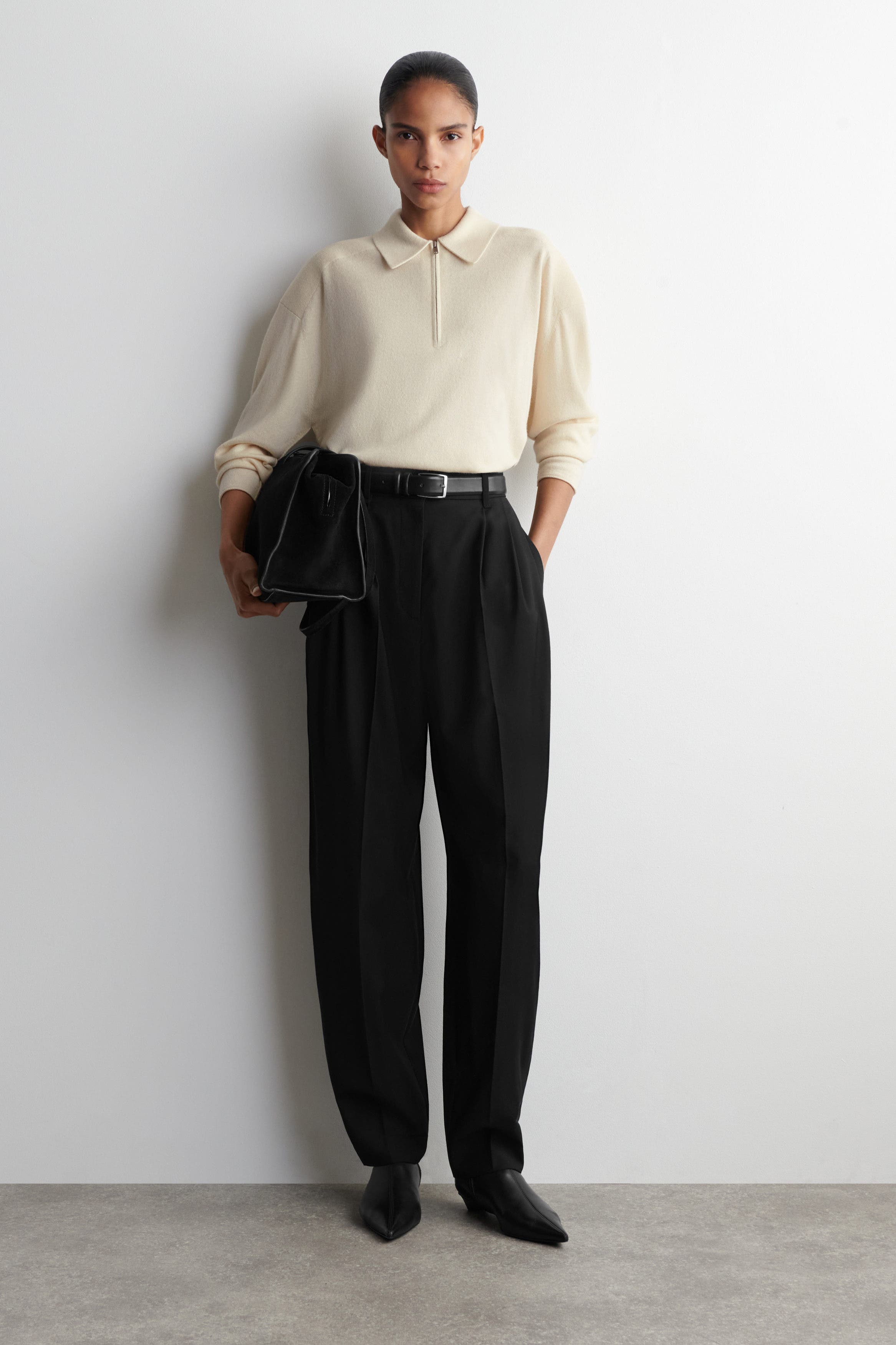 Merino Wool-Yak Zip-Up Polo Shirt - image 2