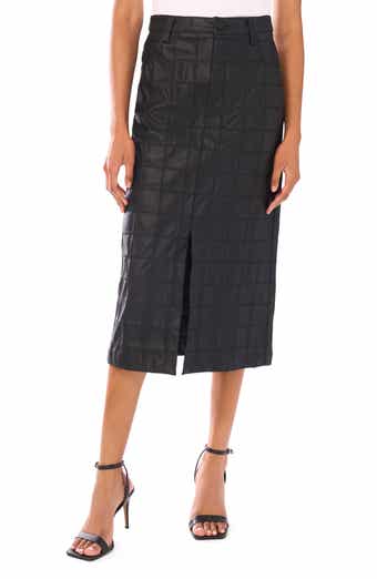 Halogen® Windowpane Textured Faux Leather Skirt