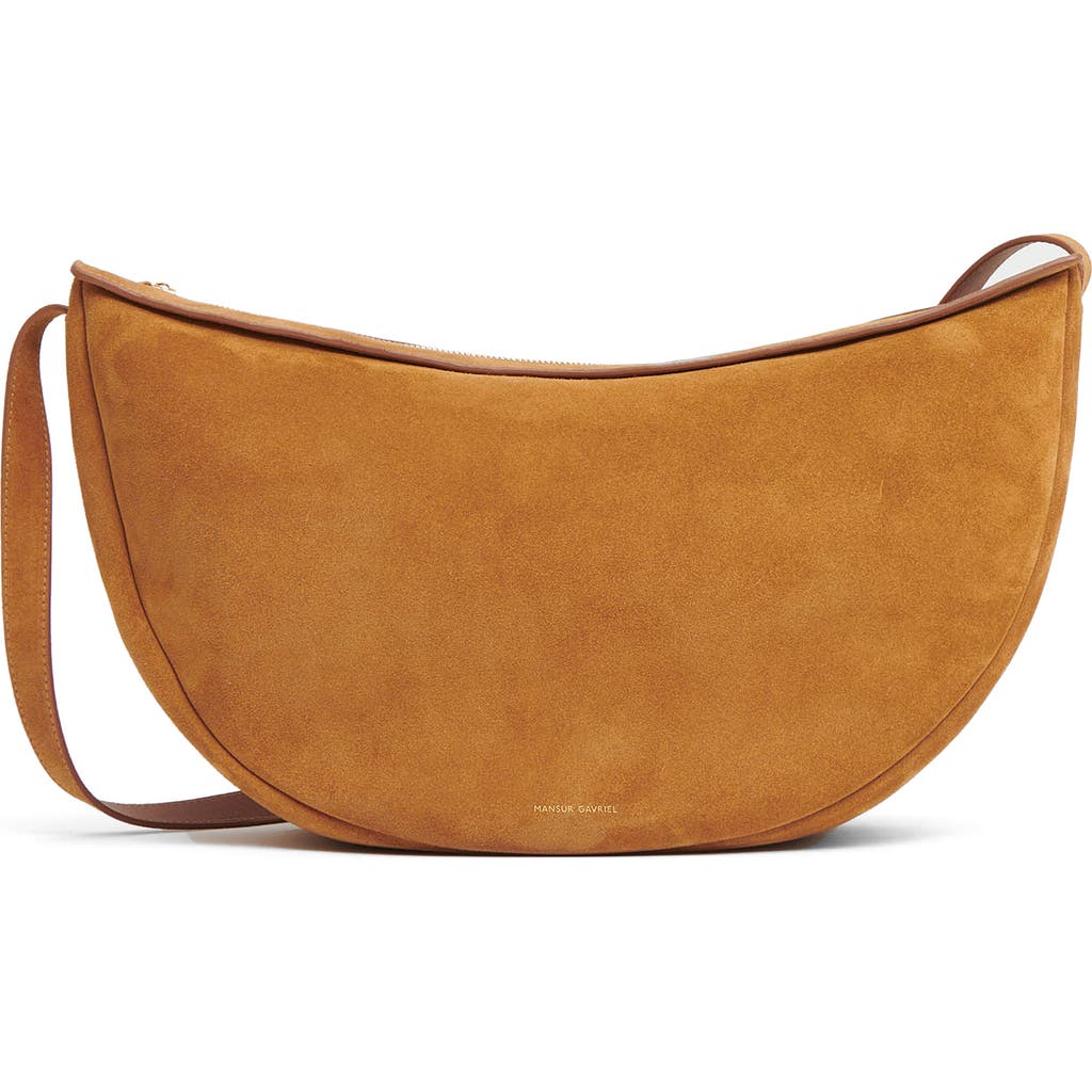 Mansur Gavriel Large Moon Suede Sling Bag In Caramel