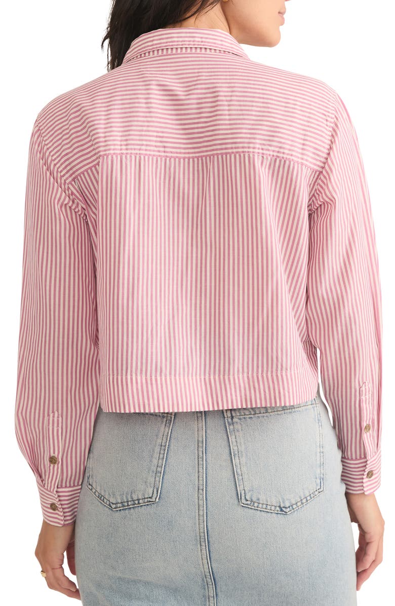 Marine Layer Mila Stripe Straight Hem Crop Button-Up Shirt, Alternate, color, 