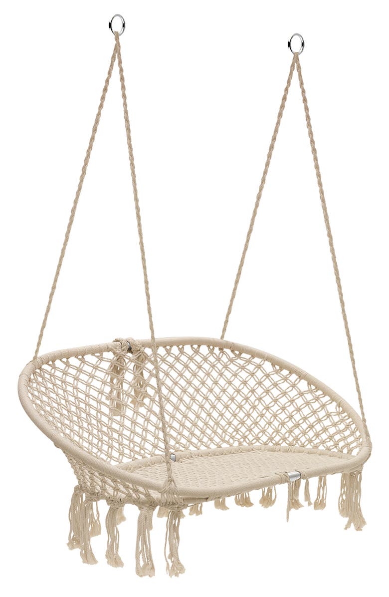 SORBUS Macramé Hanging Hammock Chair, Main, color,