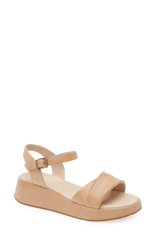 Chocolat Blu Elly Ankle Strap Platform Wedge Sandal In Sand Leather