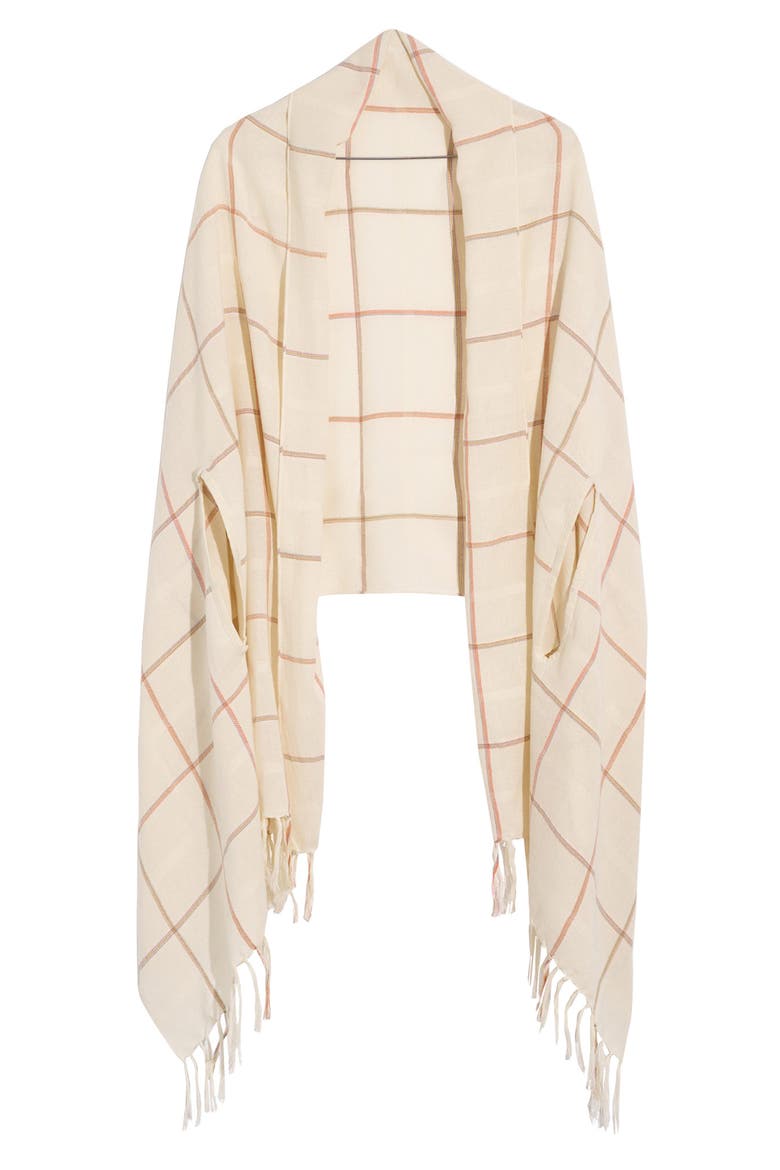Windowpane Check Cape Scarf, Main, color, ANTIQUE CREAM MULTI