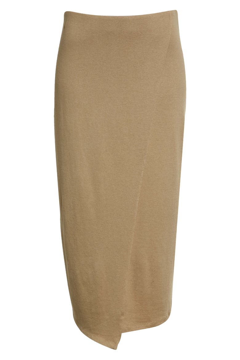 Overlap Knit Skirt, Alternate, color, DARK WHEAT