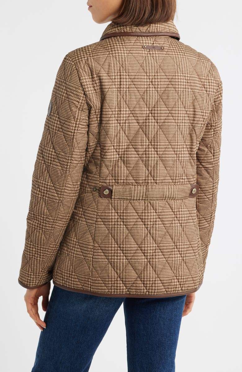 Lauren Ralph Lauren Houndstooth Check Quilted Coat, Alternate, color, Cognac Check