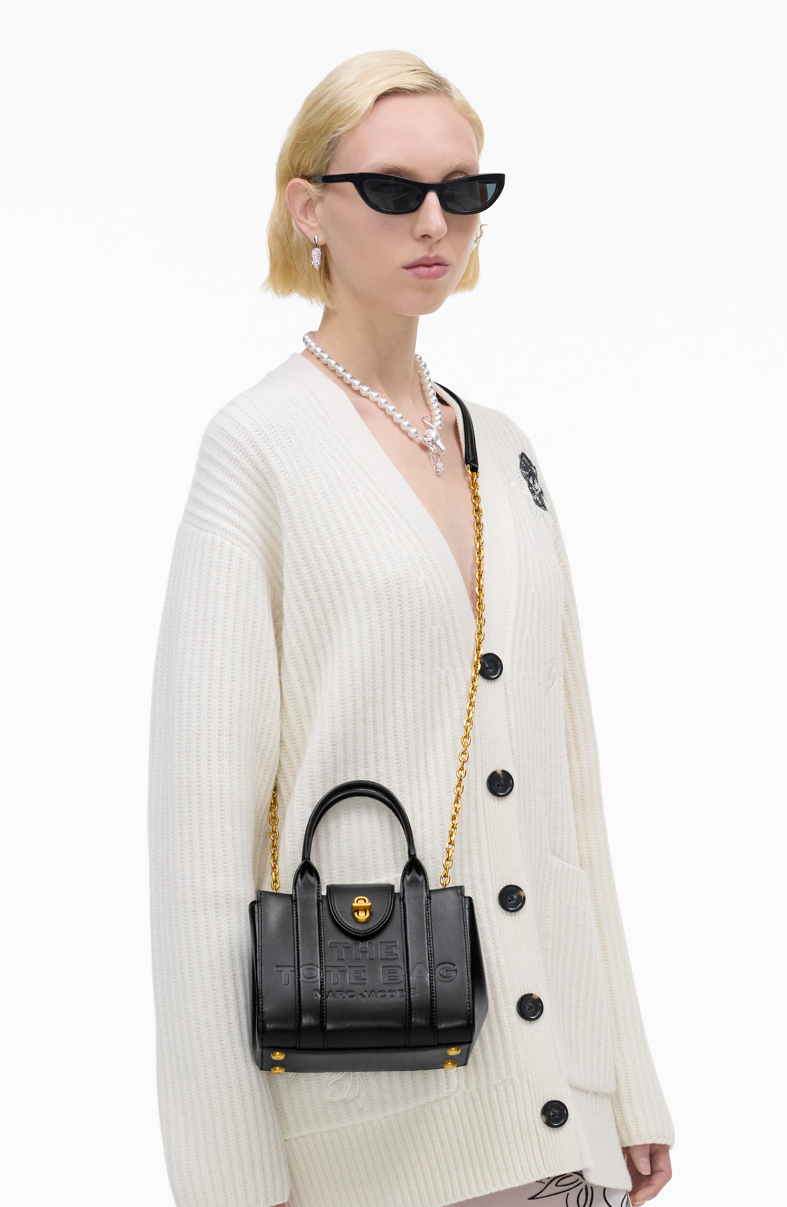 Marc Jacobs The Mini Turnlock Leather Crossbody Tote Bag, Alternate, color, 