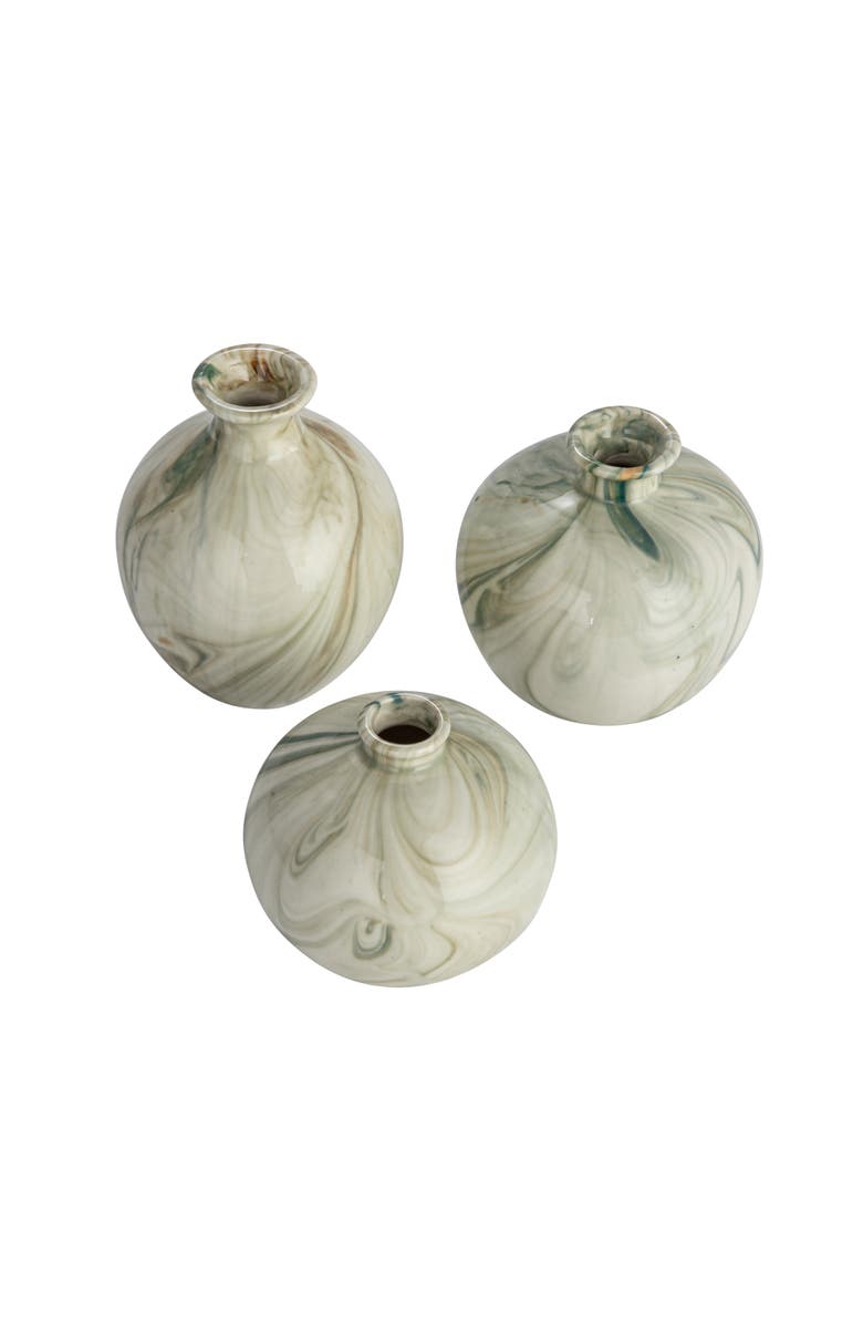 Storied Home Vases with Marbled Designs, Main, color, Green