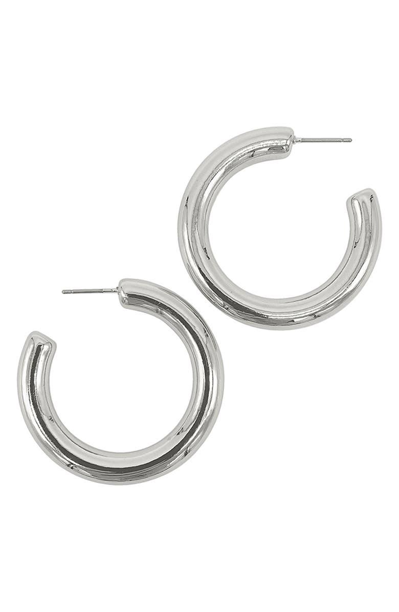 Adornia 14K Yellow Gold Plated Thick Tube Hoop Earrings, Main, color, 