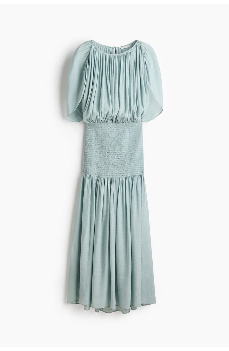 H&M Smocked Cape-detail Dress, Main, color, Light Turquoise