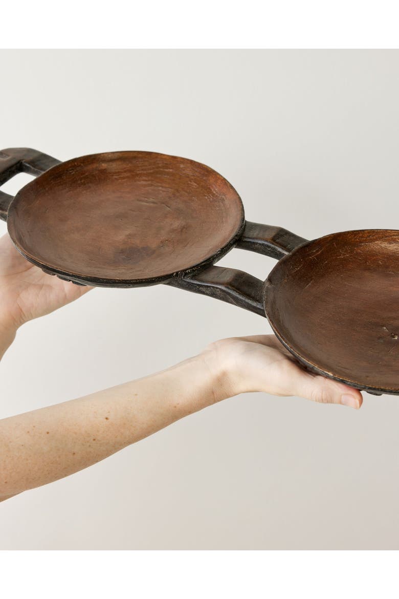 Bamenda Duo Circular Wooden Serving Tray, Alternate, color, Natural
