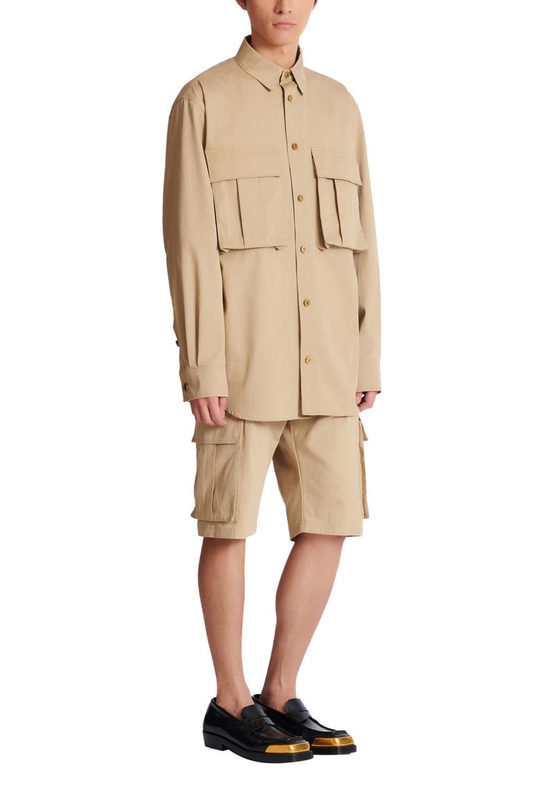 Cotton safari shirt, Alternate, color, beige
