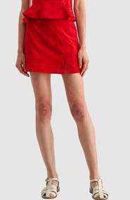 All in Favor Embroidered Side Slit Miniskort