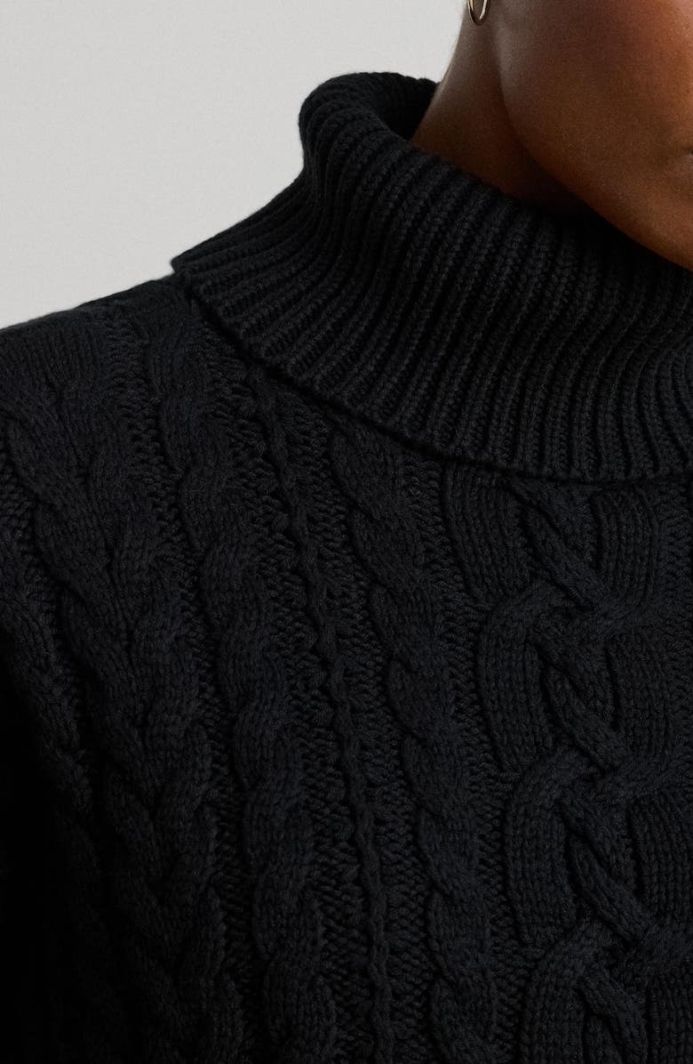Lauren Ralph Lauren Turtleneck Cable Knit Sweater, Alternate, color, Black
