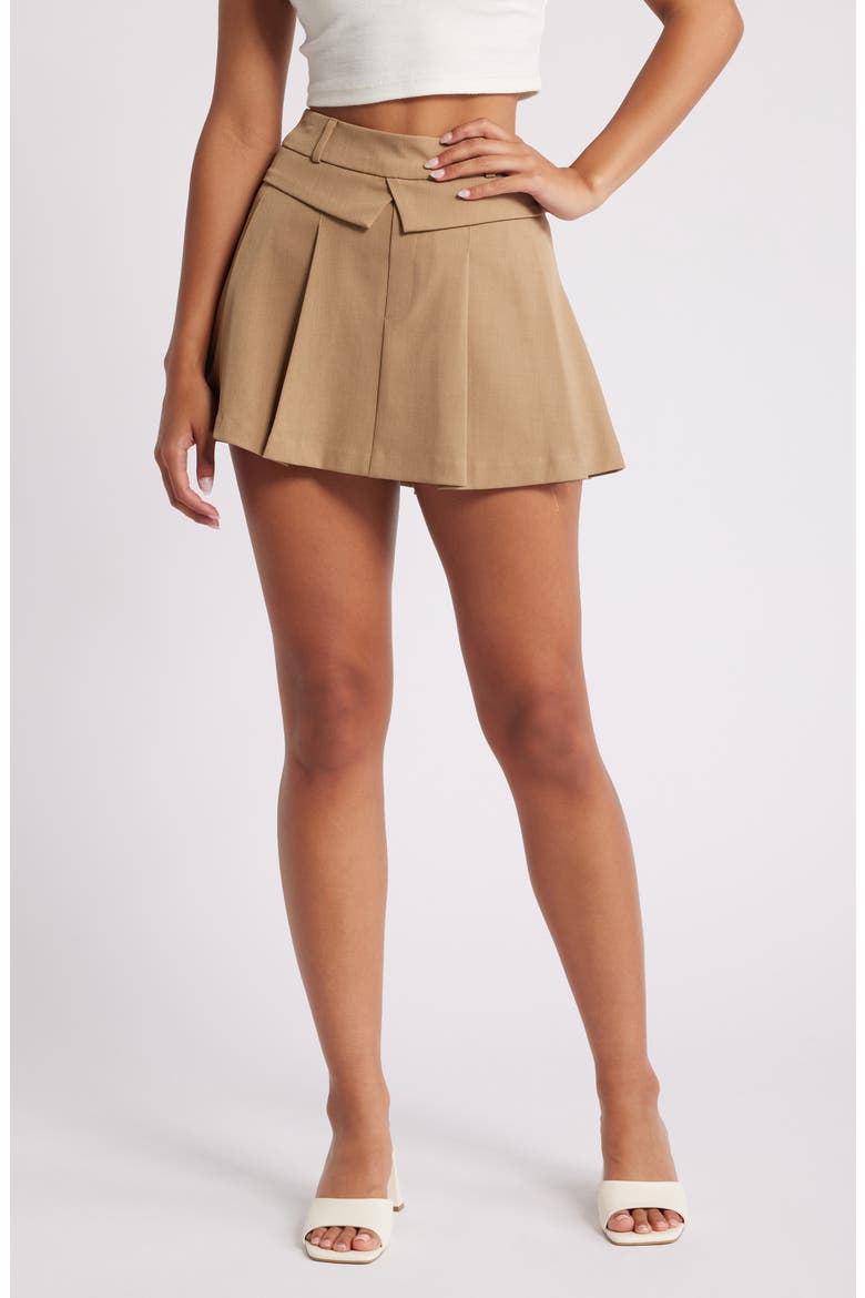 Pleated Miniskirt, Main, color, KHAKI