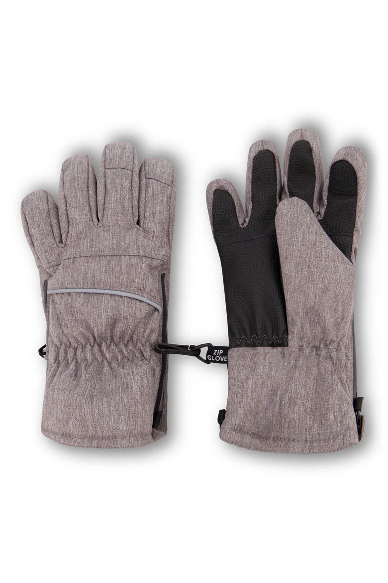 Kids' Zip Gloves, Main, color, GREY